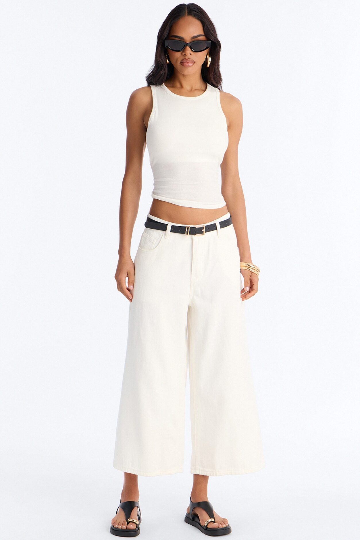 Bailey Built In Bra Ribbed Tank Top - White