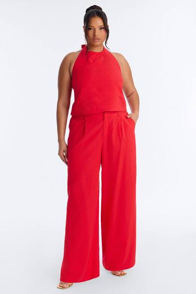 Ocean Breeze Linen Low Rise Pant 33″ - Red