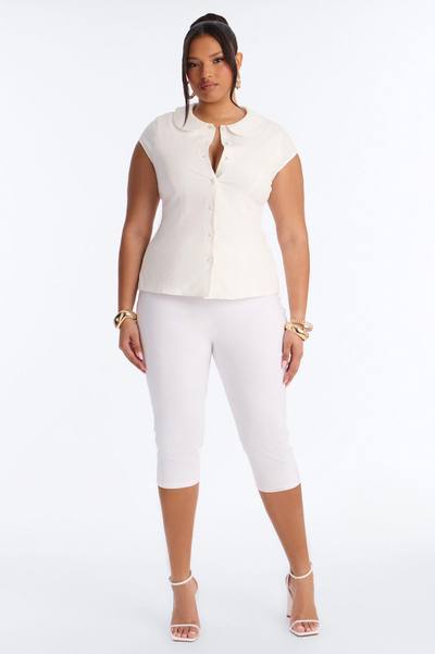 Little Cute Moment Tie Back Linen Shirt - White