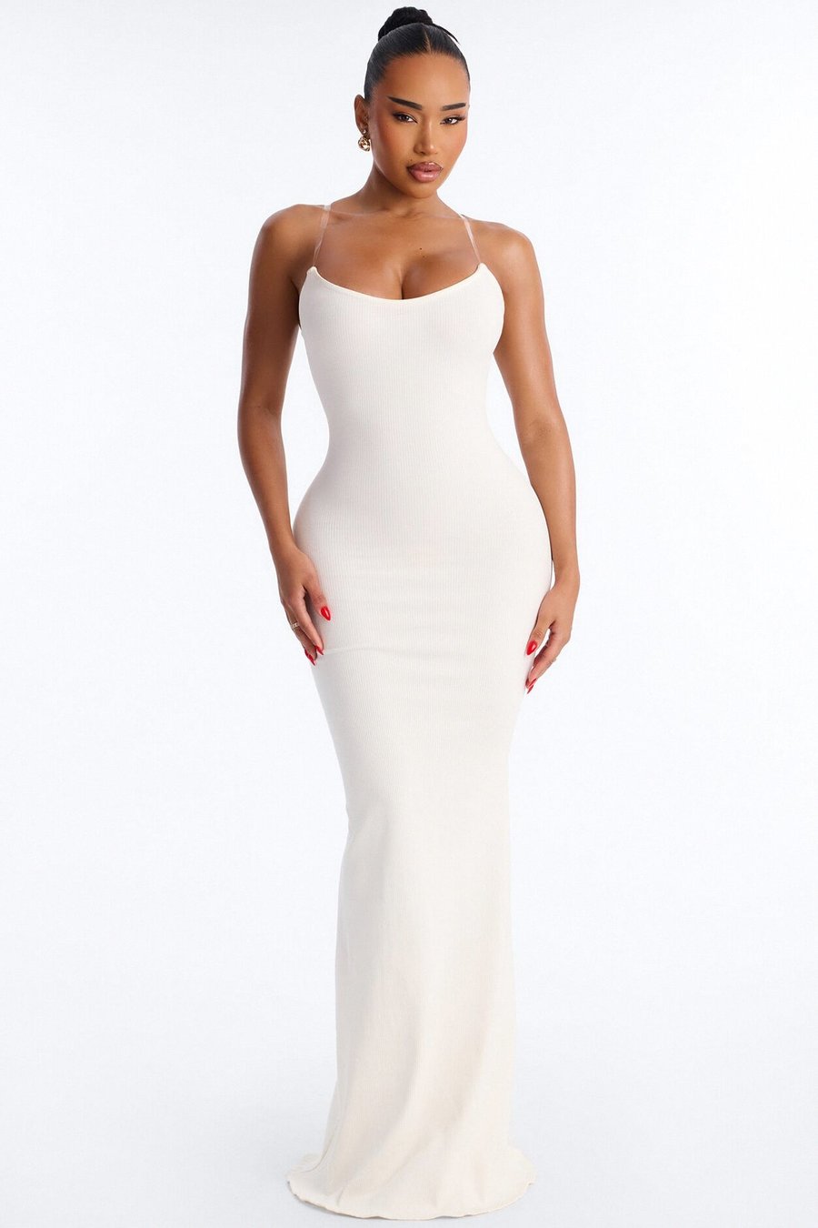 Scarlett Snatched Clear Strap Maxi Dress - White