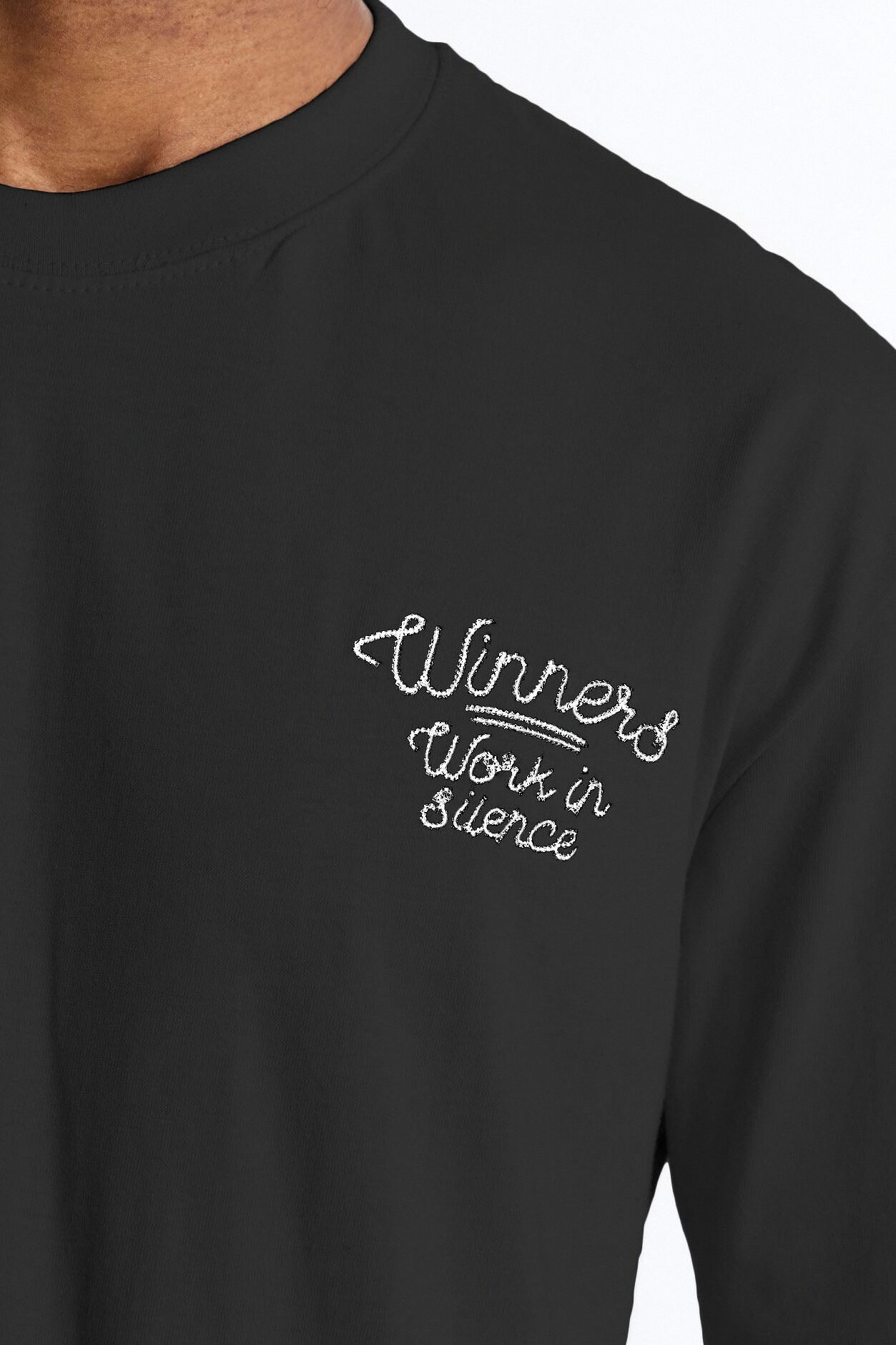 Pray And Paper Chase Embroidery Short Sleeve Tee - Black