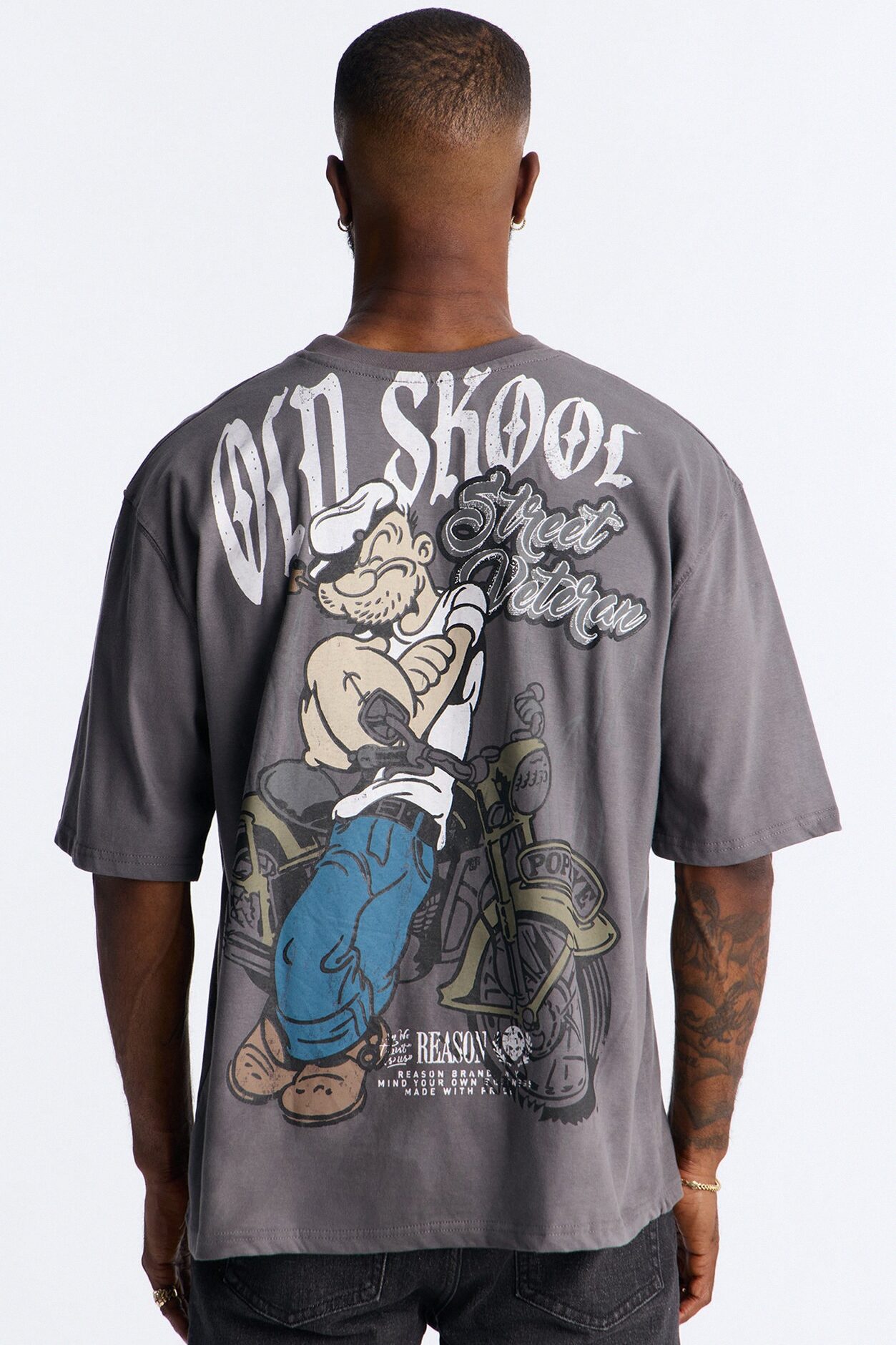 Popeye Old Skool Short Sleeve Tee - Grey