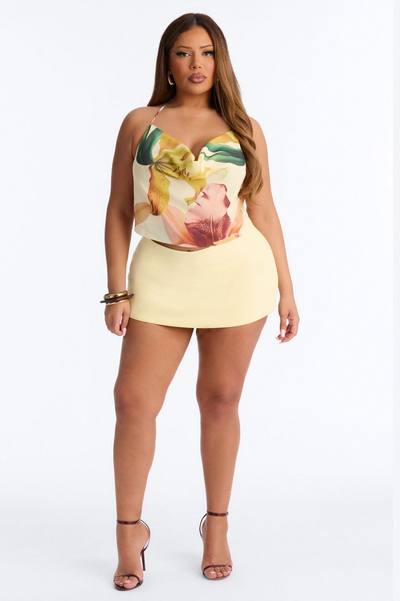 Island Fever Floral Chiffon Halter Top - Multi Color