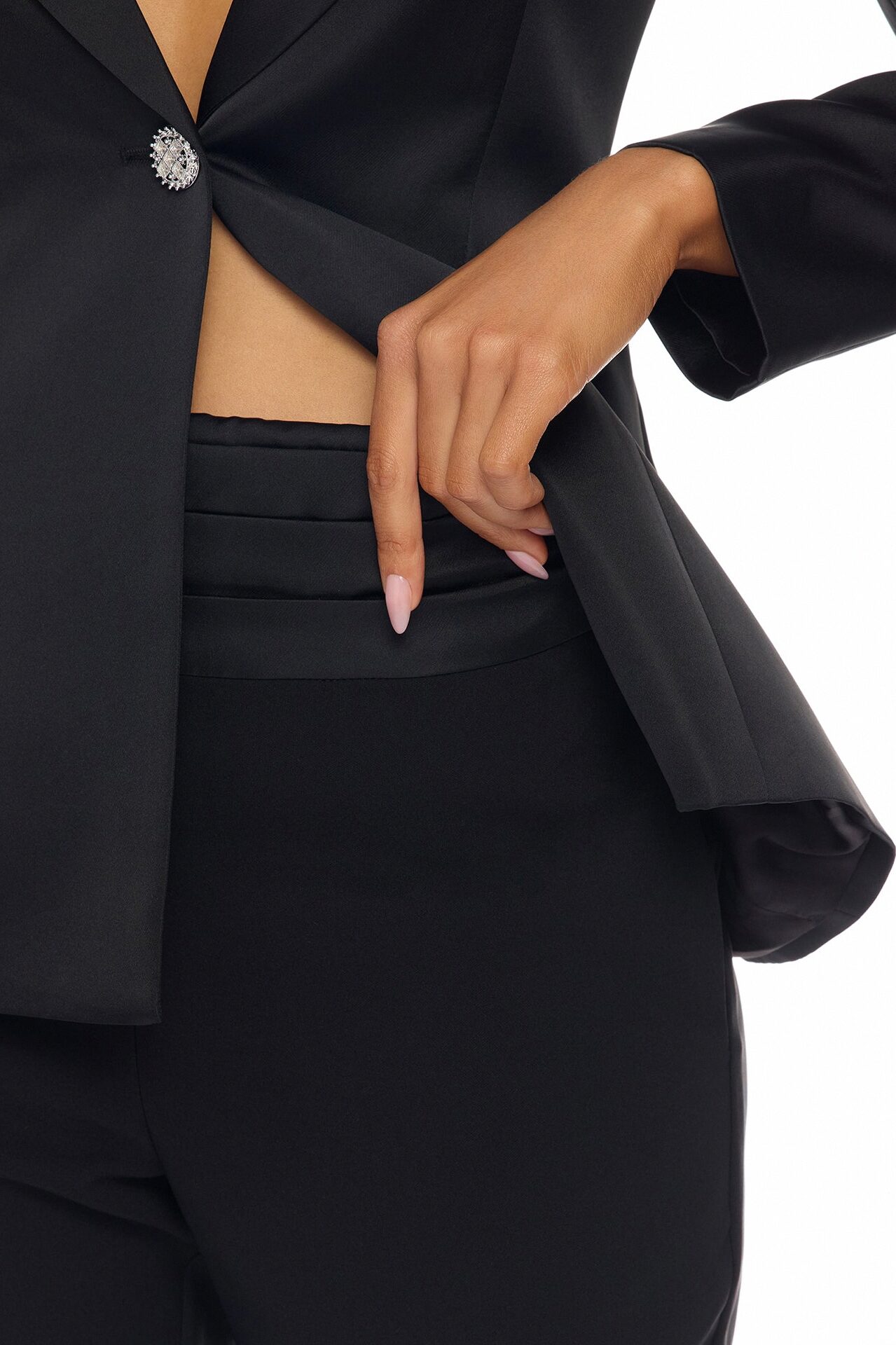 Hallie Pleated Blazer Pant Set - Black