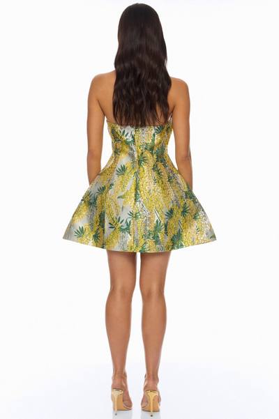 Sierra Flared Jacquard Mini Dress - Yellow/combo