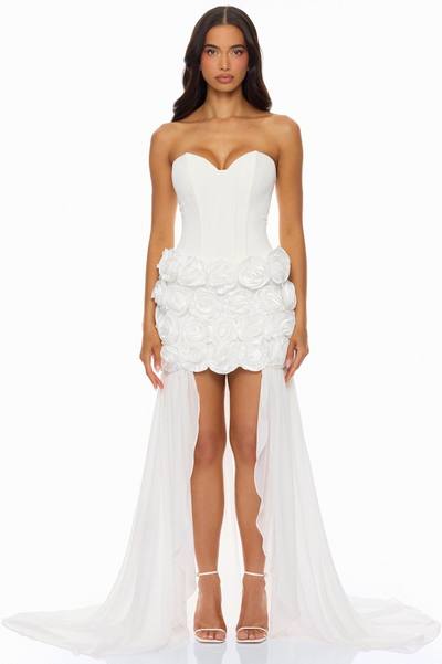 Alessia Floral Applique Maxi Dress - White