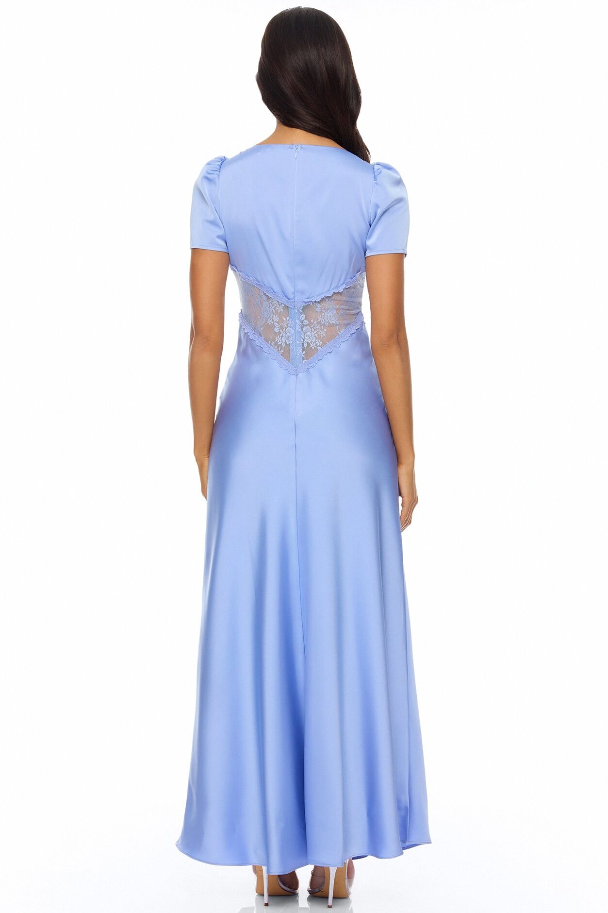 Lace Daydream Satin Maxi Dress - Light Blue