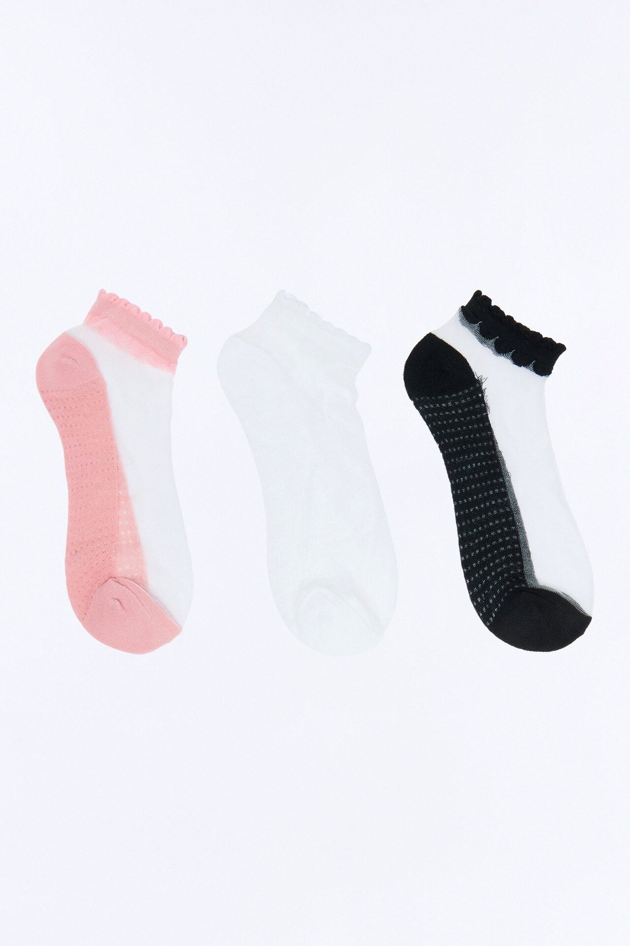 Barely There 3 Pack Sheer Ankle Socks - White/combo