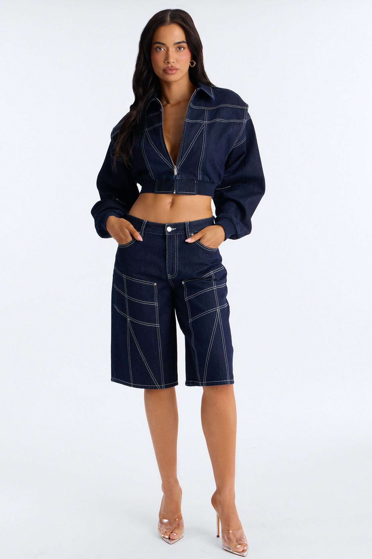 Riley Denim Jort Set - Denim