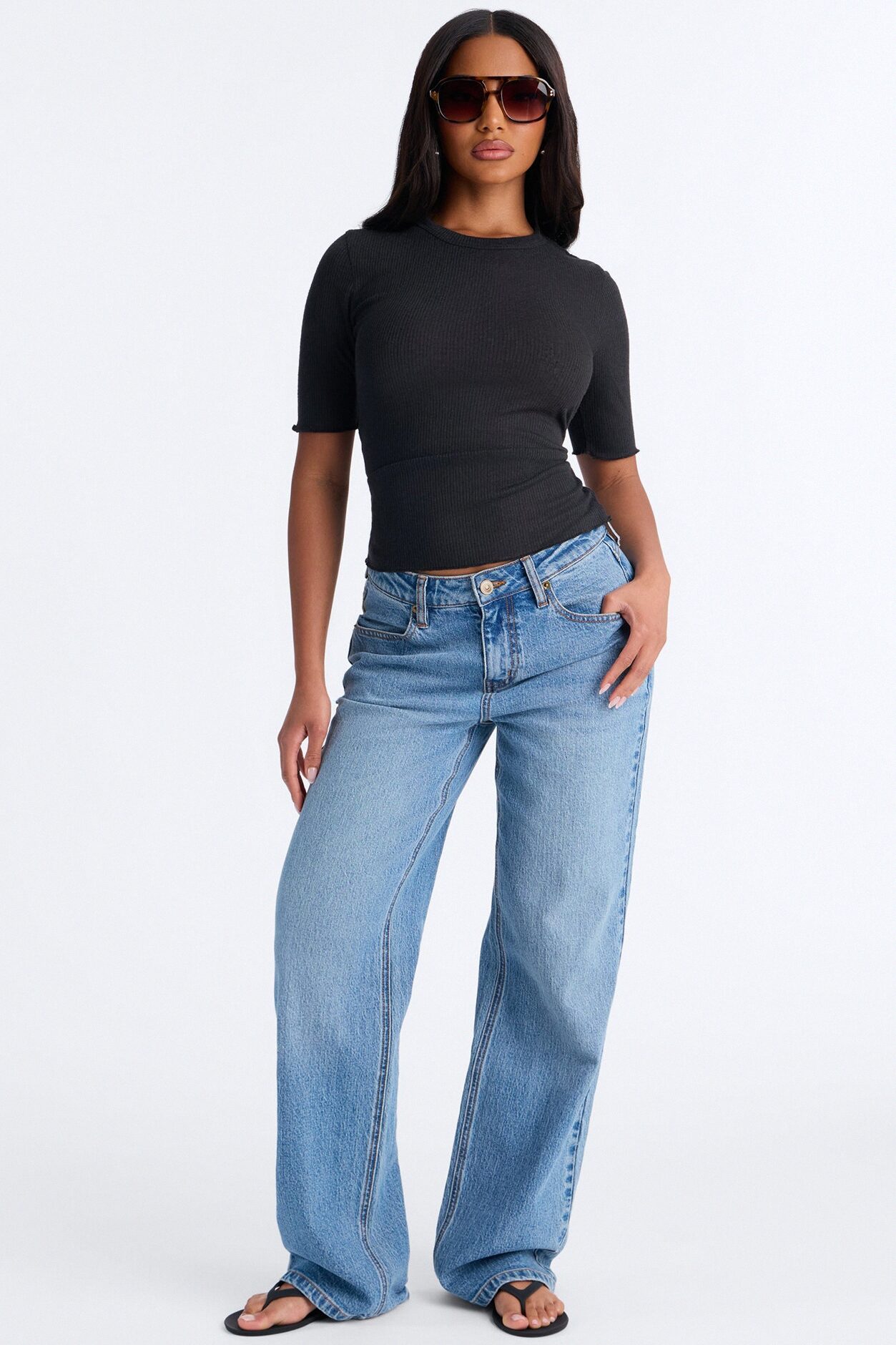 Bring You Back Ribbed Baby Tee - Black