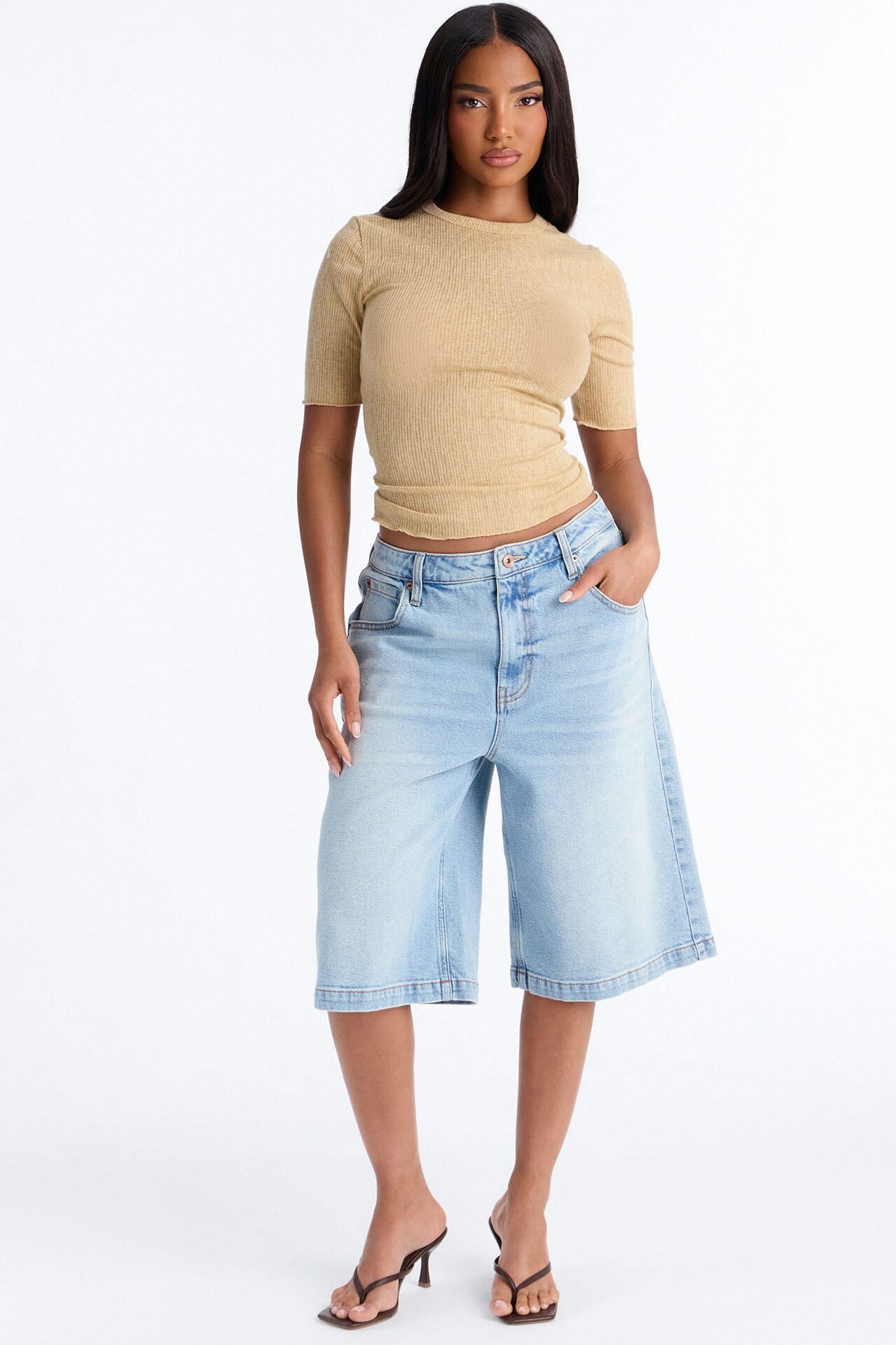 Bring You Back Ribbed Baby Tee - Sand