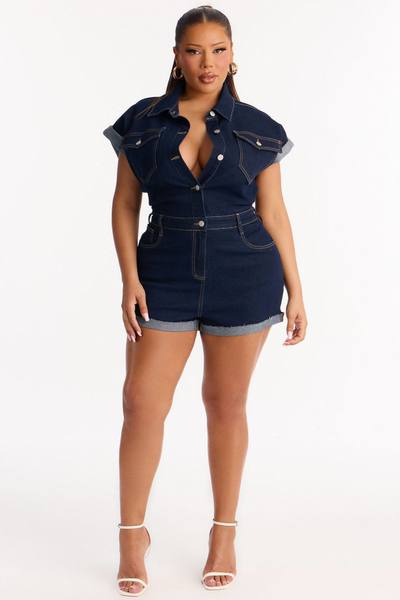 Know You Better Denim Romper - Denim