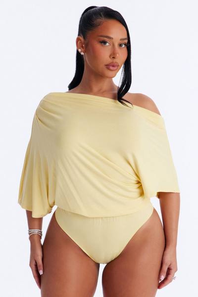 Flatter Me Off Shoulder Bodysuit - Yellow