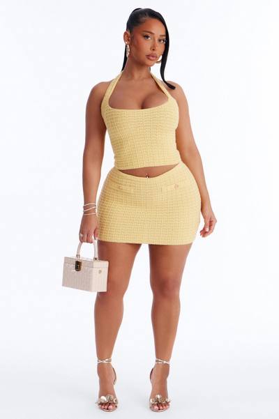 Minimal Effort Sweater Halter Top - Yellow