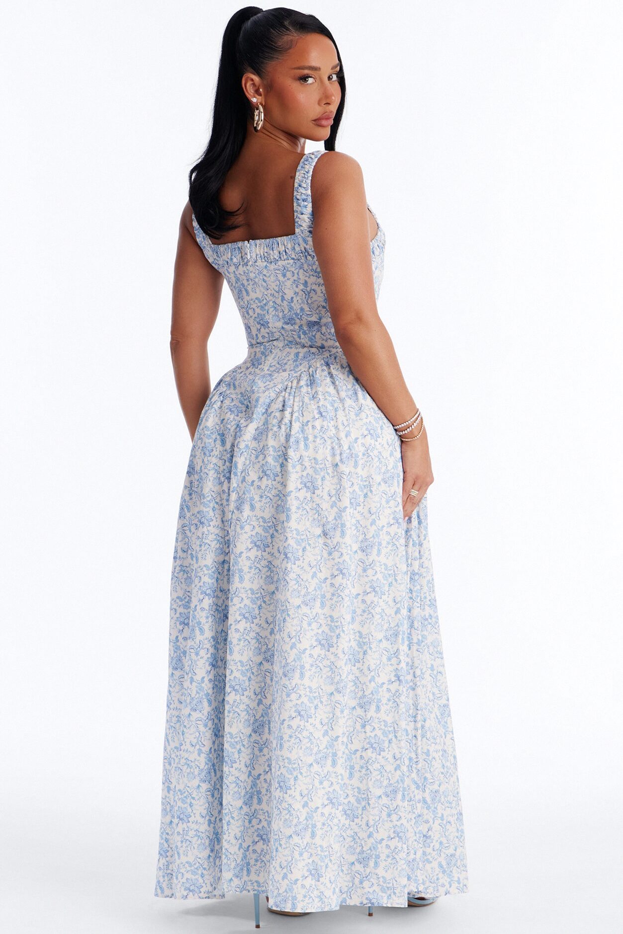 Fine As Wine Drop Waist Maxi Dress - Blue/combo