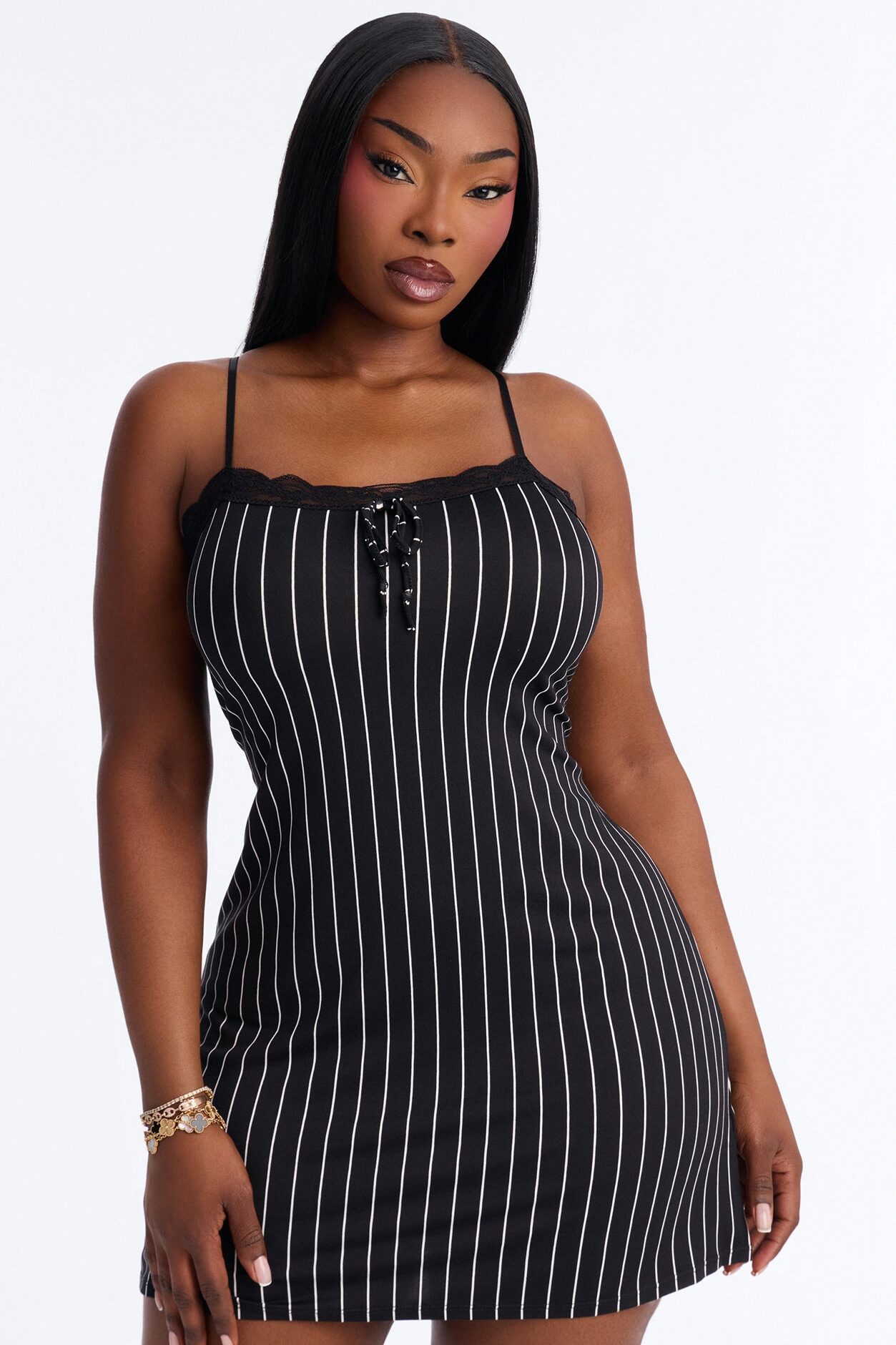 Stay The Night Sleep Dress - Black/White