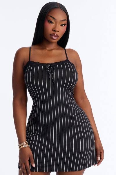 Stay The Night Sleep Dress - Black/White