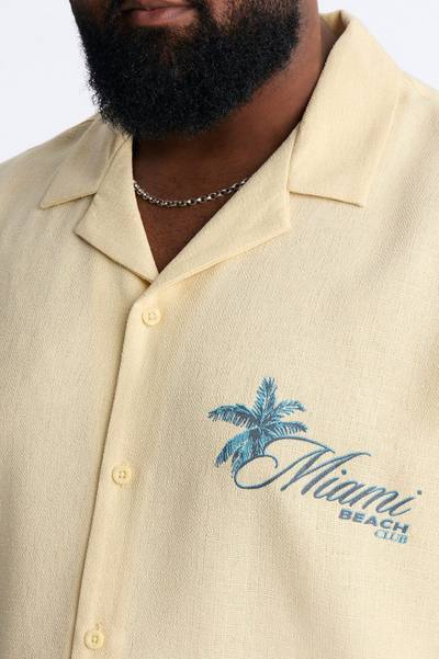 Miami Beach Club Button Up Shirt - Yellow