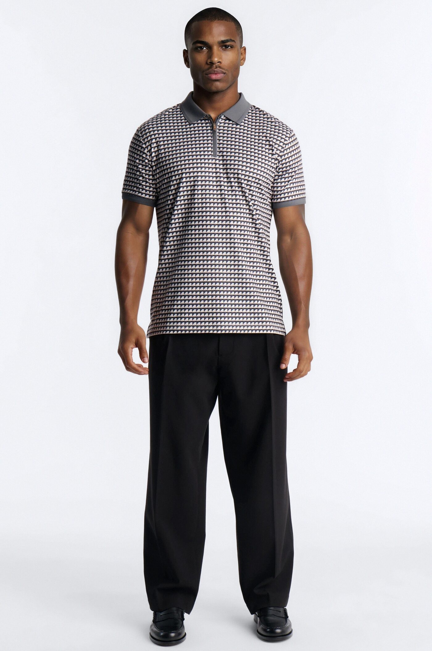 Keen Lines Quarter Zip Polo - Black/White