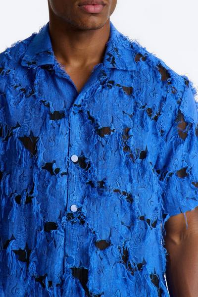 Relaxed Desert Oracle Cuban Collar Button Up Shirt - Blue
