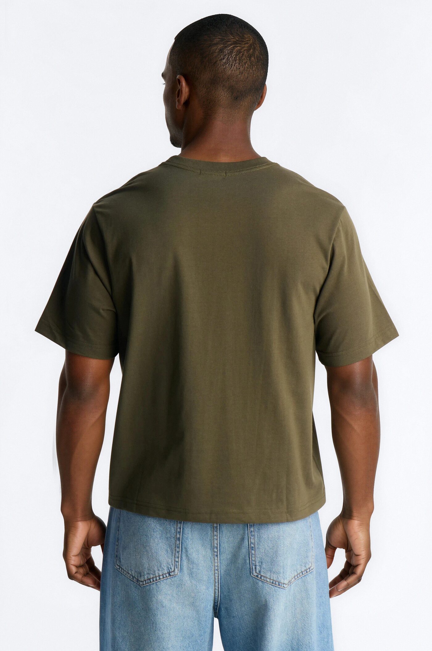 Von Dutch Fire Logo Boxy Heavyweight Short Sleeve Tee - Olive