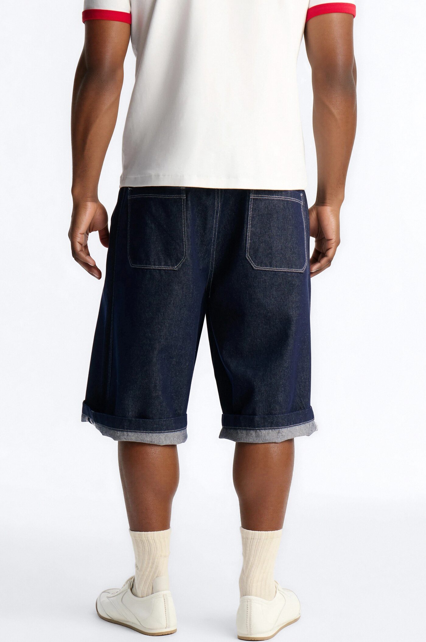 Classic Cuff Baggy Denim Short - Dark Wash