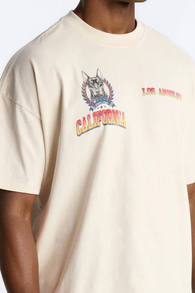 California Los Angeles Doberman Vintage Oversized Short Sleeve Tee - White