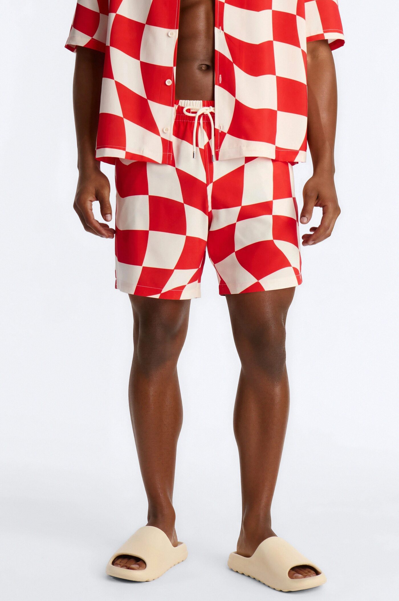 Apex Sector Checkered Swim Trunk 7″ - Red