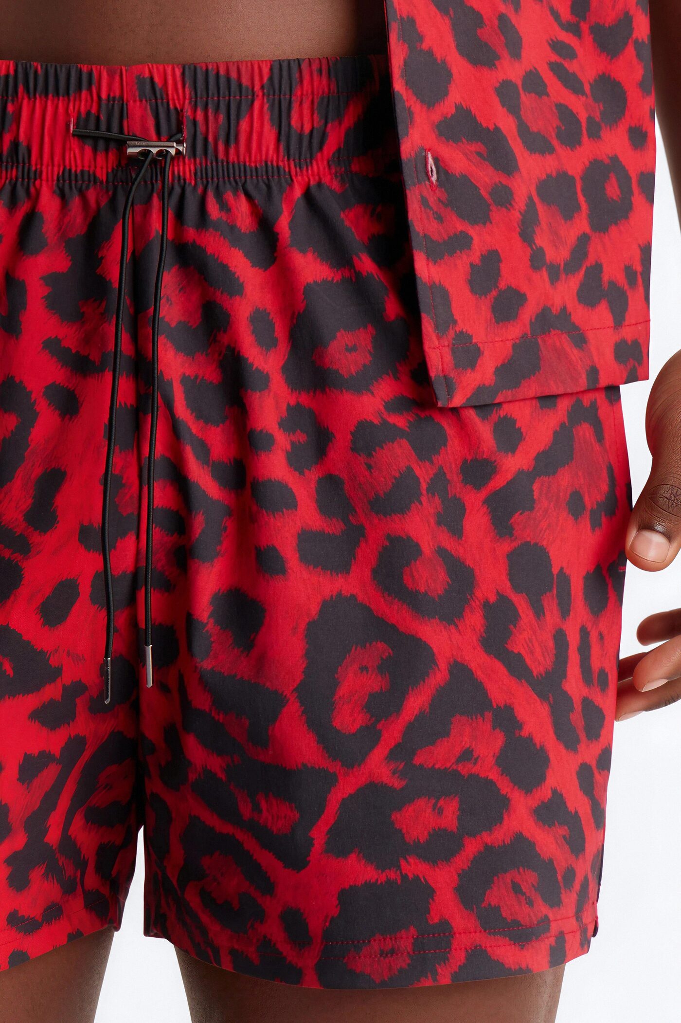 Savage Club Leopard Print Swim Trunk 4″ - Red