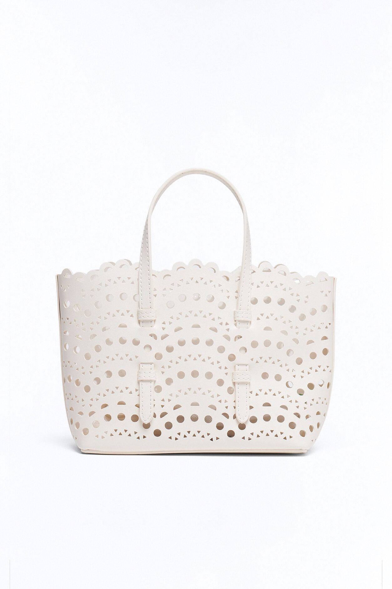 Lace On Faux Leather Crossbody Bag - Ivory
