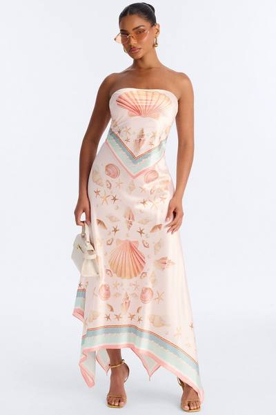 Coast Satin Maxi Dress - Peach/combo