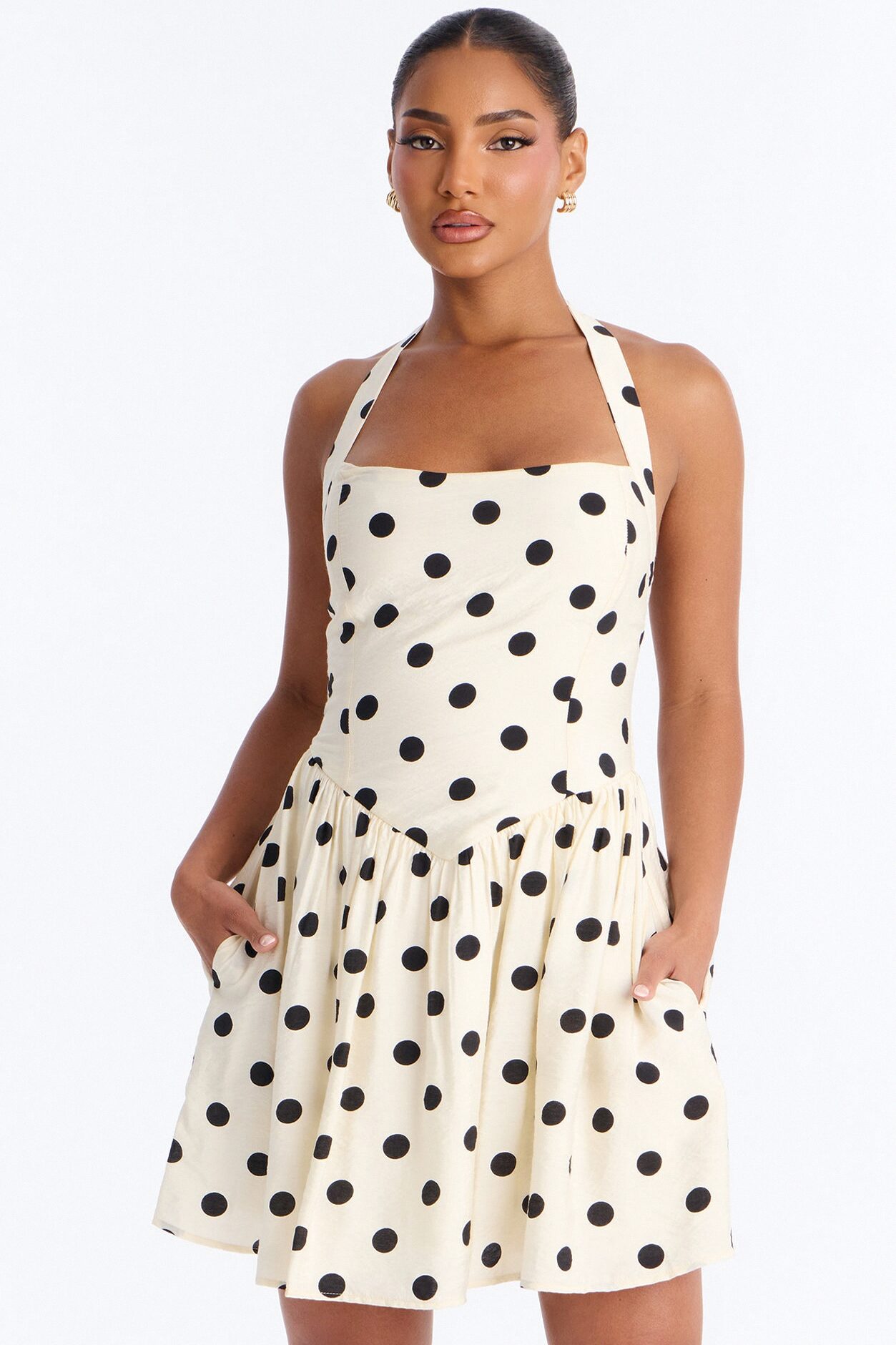 Clara Polka Dot Mini Dress - Cream/combo