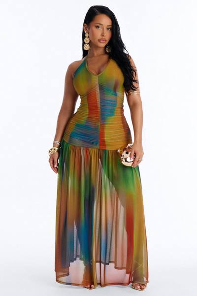 Emma Ombre Mesh Maxi Dress - Multi Color