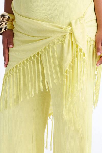 Too Chic Jumpsuit And Waist Scarf Set - Yellow
