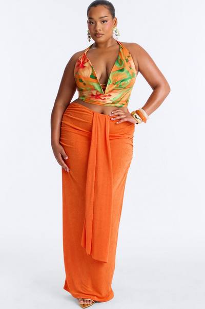 Vitamin Sea Overdose Tie Back Floral Satin Top - Multi Color
