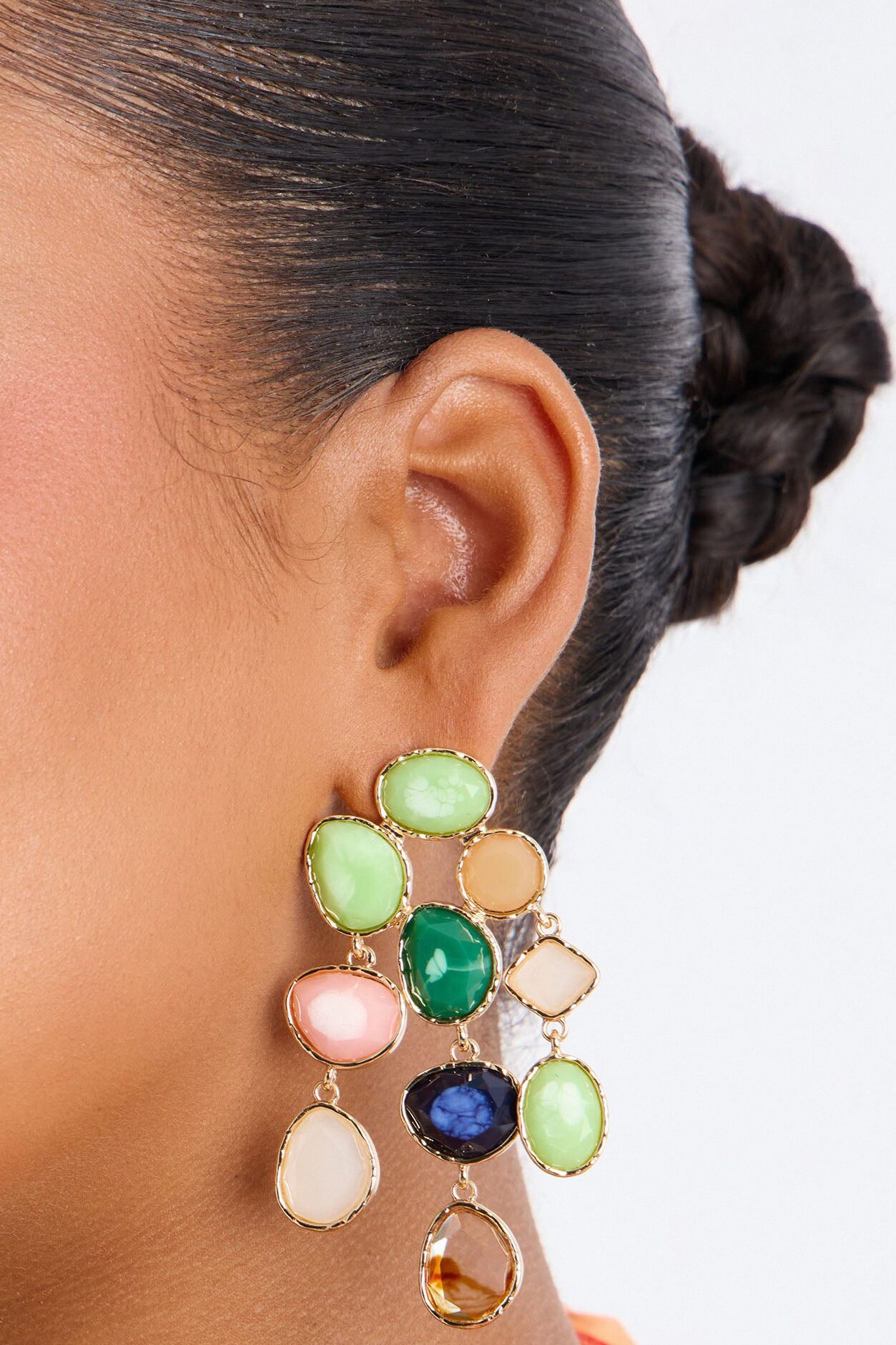 Maddie Jeweled Drop Earrings - Multi Color