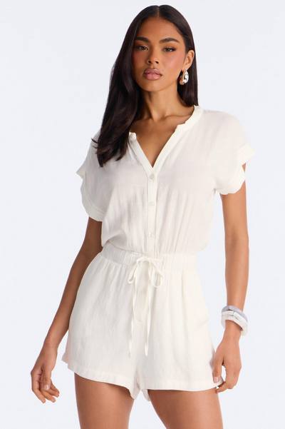 Serafina Linen Romper - White