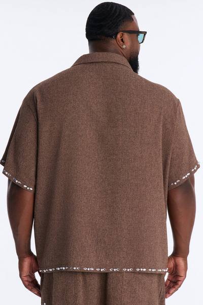 Wanderlust Pearl Journey Johnny Collar Polo - Brown