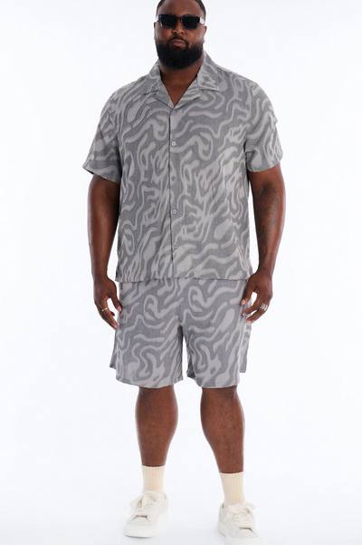 Midnight Wave Cuban Button Up Shirt - Grey