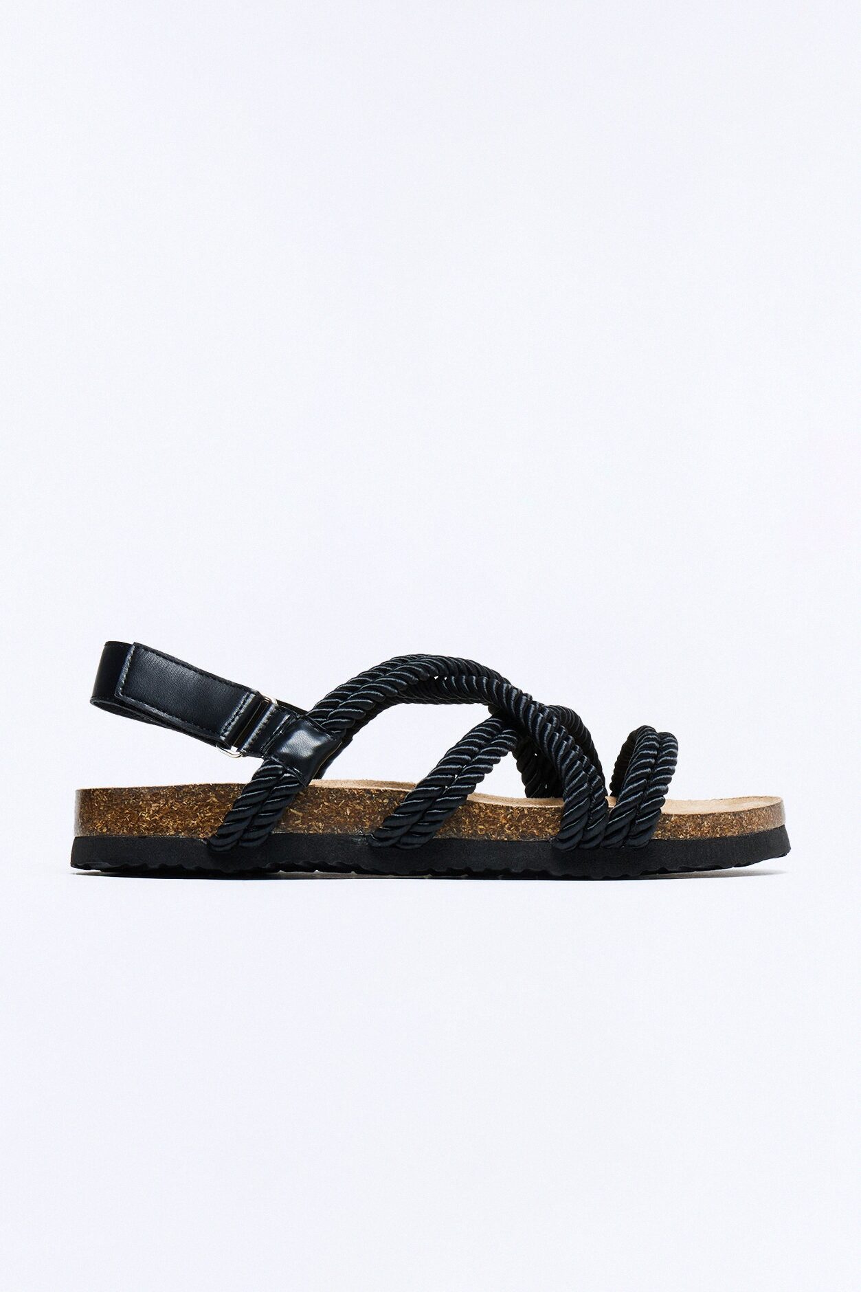 Rope Detail Slip On Slide - Black