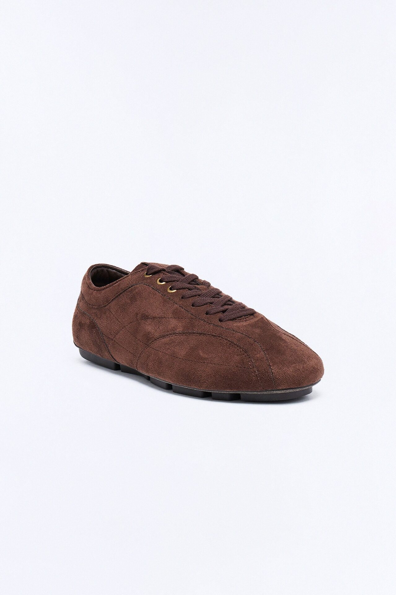 Retro Faux Suede Slim Lace Up Sneaker - Chocolate