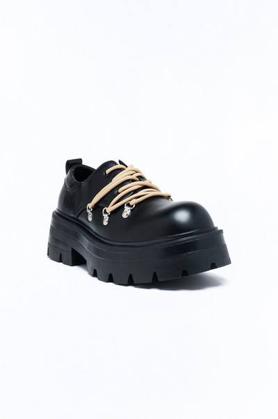 Chunky Hiker Lace Up Oxford Shoes - Black
