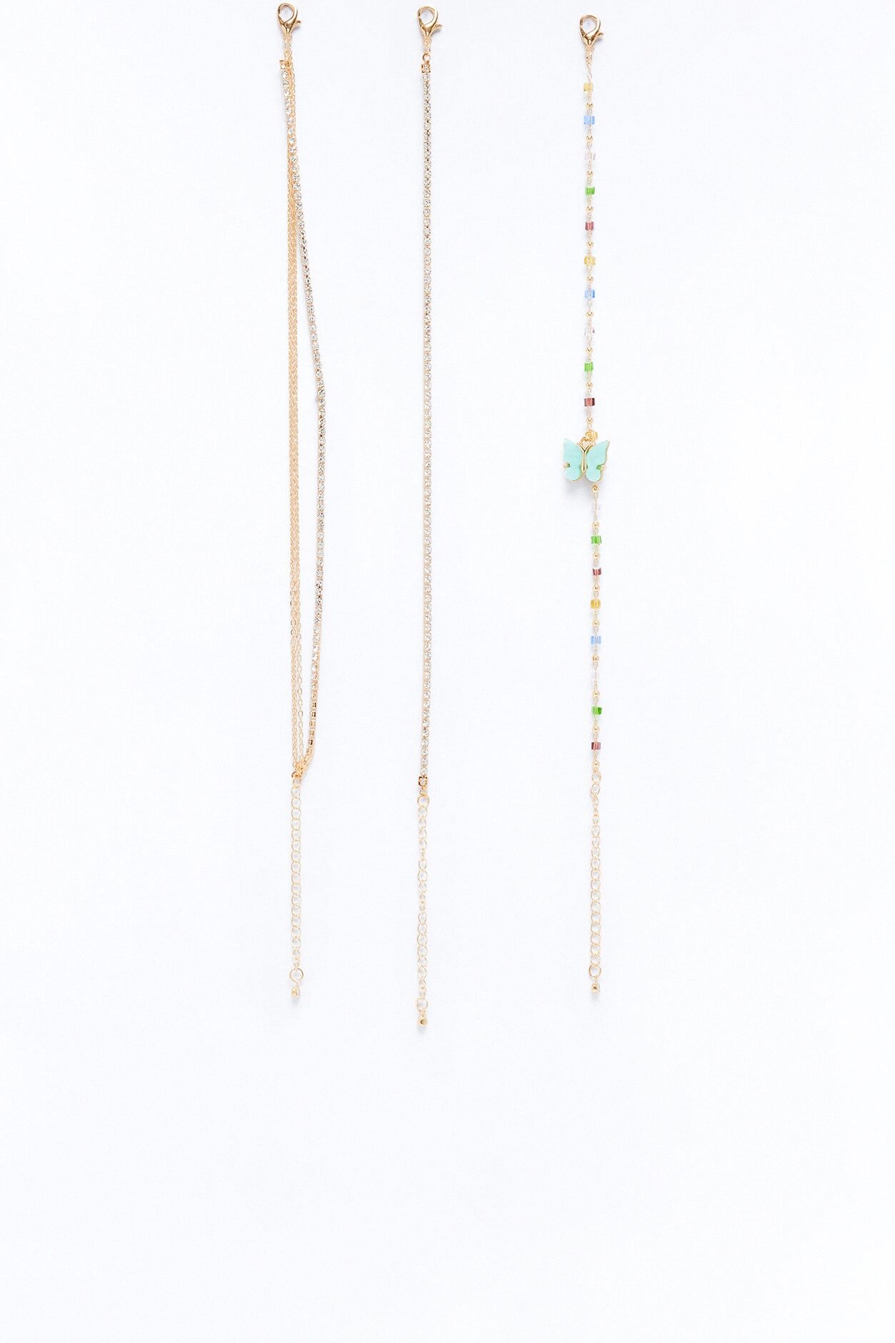 Rare Admiration Butterfly 4 Piece Anklet Set - Gold/Multi
