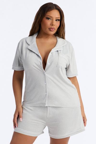Ready For Bed PJ Short Set - Heather Grey