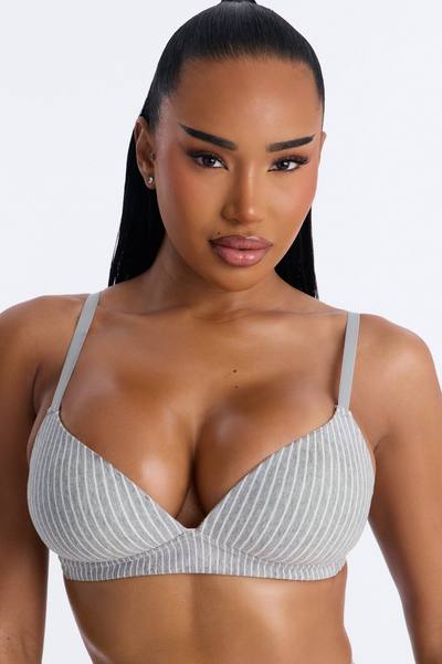 Cotton Stretch Comfort Wirefree Bra - Grey