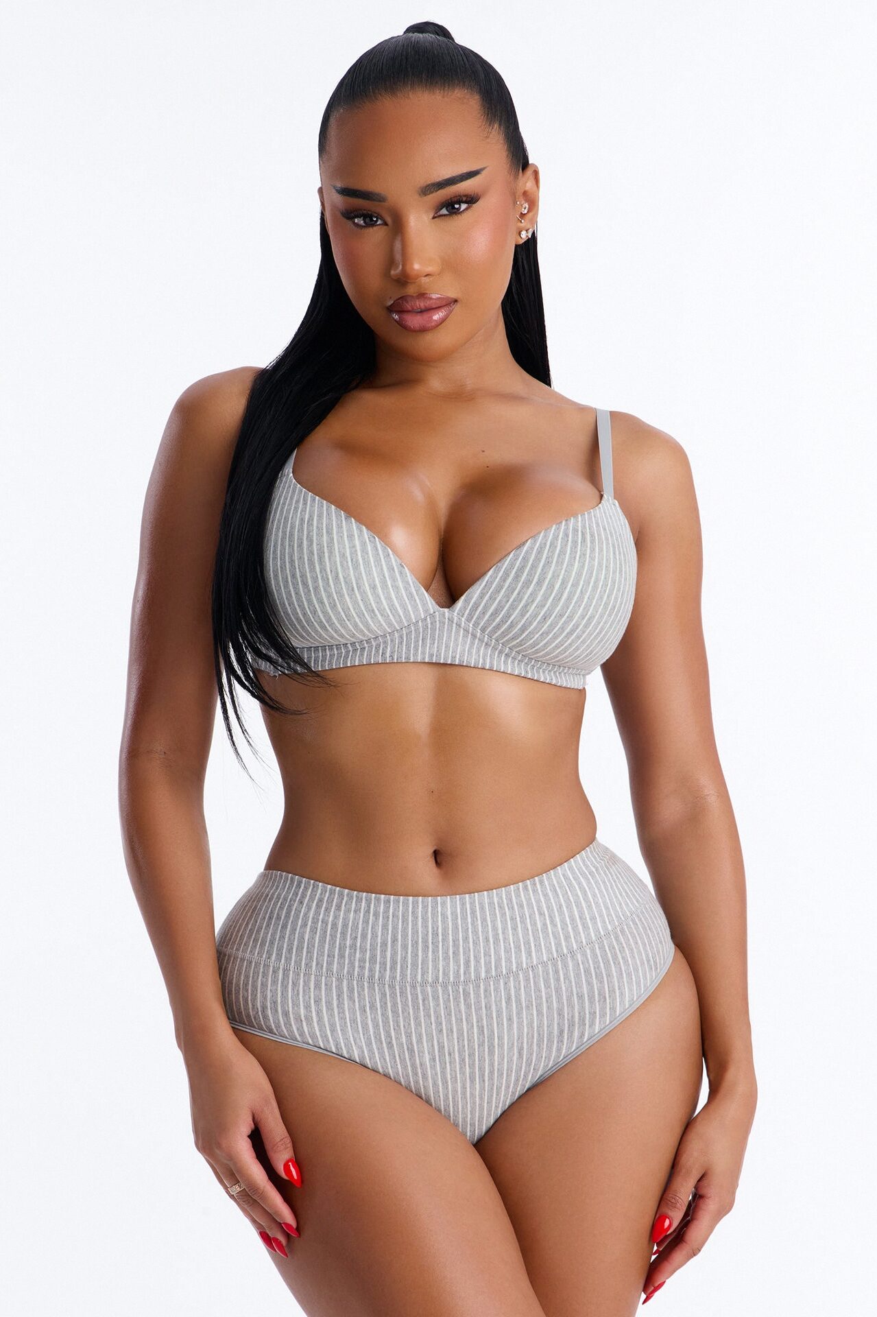 Cotton Stretch Comfort High Waisted Hipster Panty - Grey