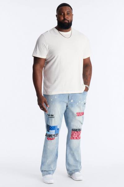 Stacked Skinny Flare Paisley Jungle Jean - Medium Blue Wash
