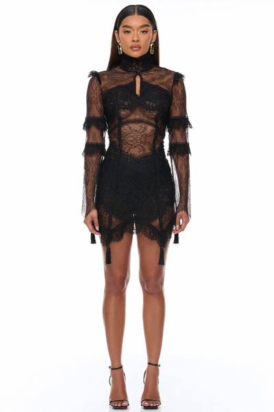 Lana Sheer Lace Mini Dress - Black