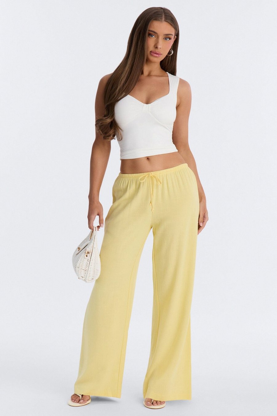Kienna Low Rise Linen Wide Leg Pant 30″ - Yellow