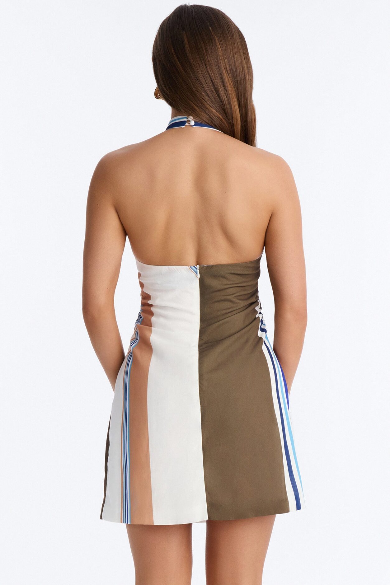 Zani Abstract Ruched Mini Dress - Ivory/combo